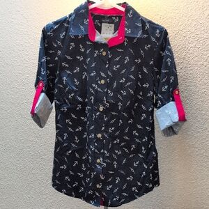 Nautica Navy Shirt with Red Trim